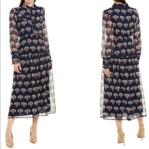 𝅺TOWOWGE Romantic Navy Print Ruffle Dress/ NWT/Size Small